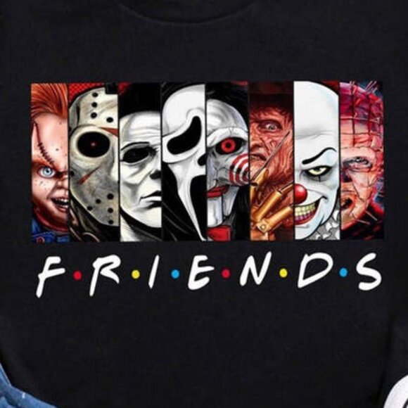 Friends Halloween T-Shirt Funny Horror Movie Characters Crossover Tee103 - Picture 2 of 5